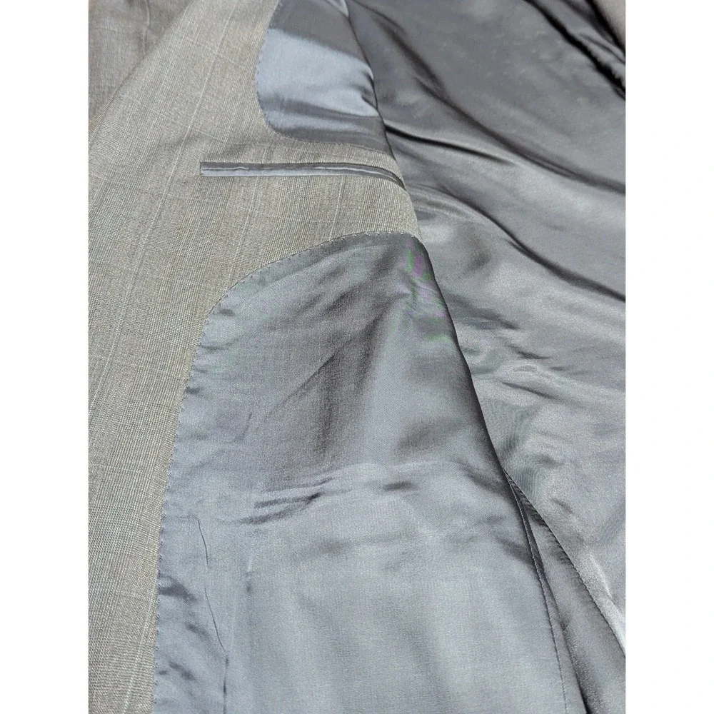 Jos A Bank Signature Collection Wool Blazer 44L Gray Blue Windowpane Sport Coat